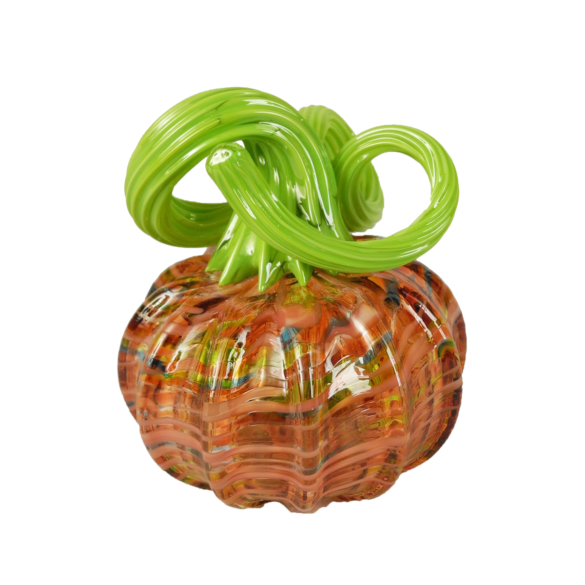 Pumpkins with Green Tops - Glass Art - Kingston Glass Studio - Blown Glass - Glass Blowing