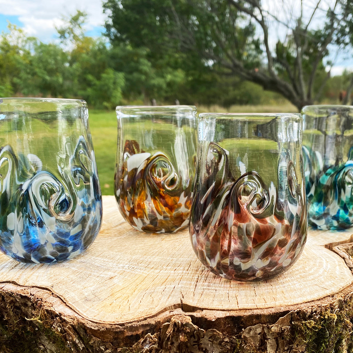 Creative Hand-Carved Glass Tumbler Cup, Set of 4 – Uphill Shop