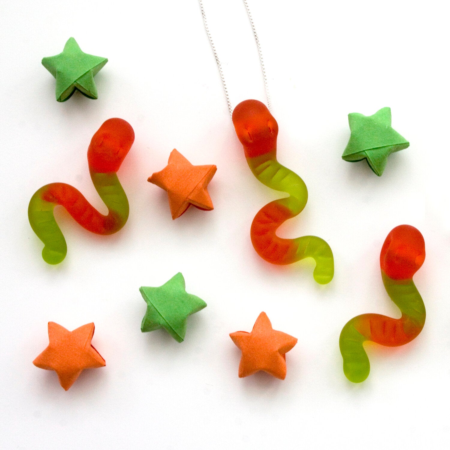 Gummy Worm Candy Necklace | Handmade Glass Jewelry | Gifts