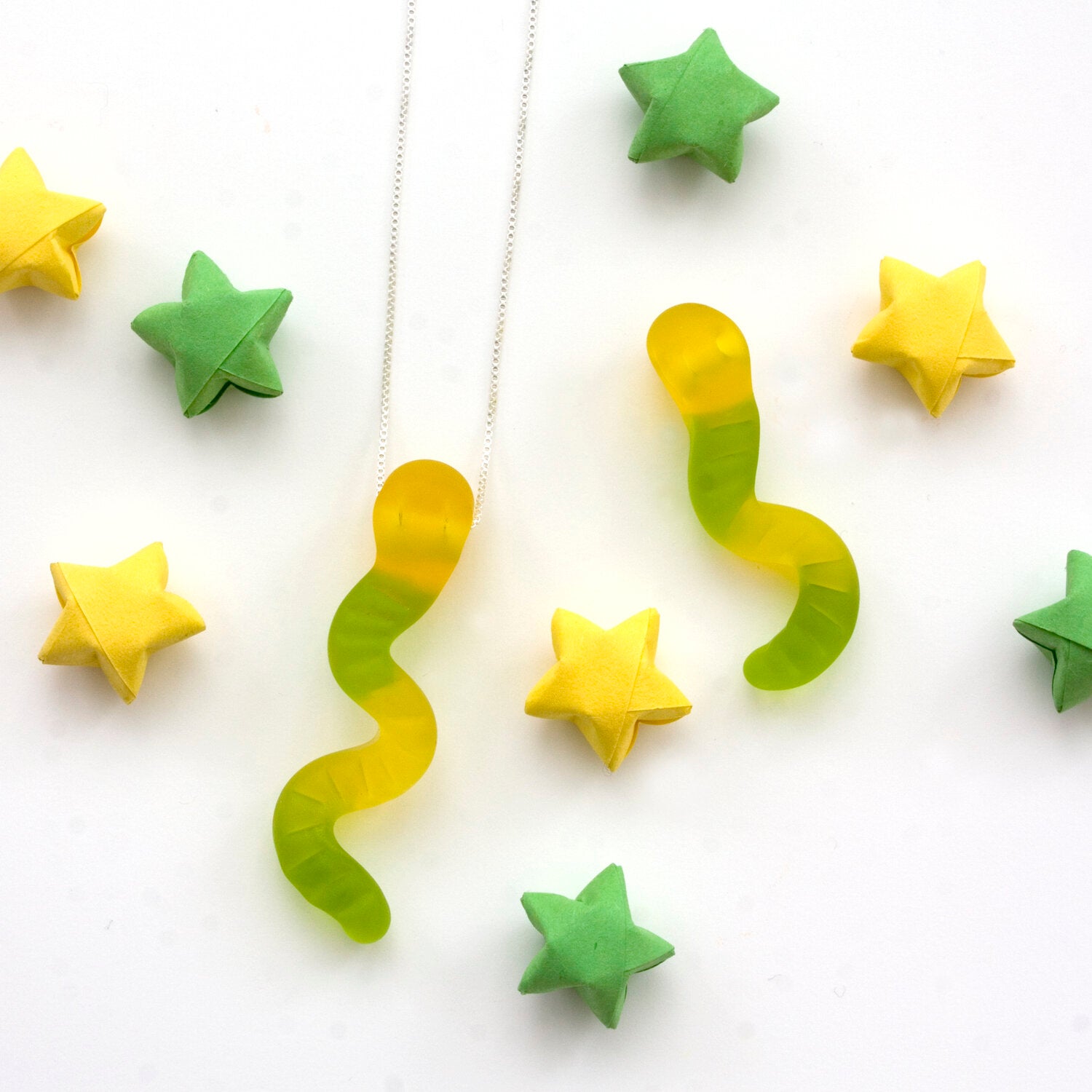 Gummy Worm Candy Necklace | Handmade Glass Jewelry | Gifts