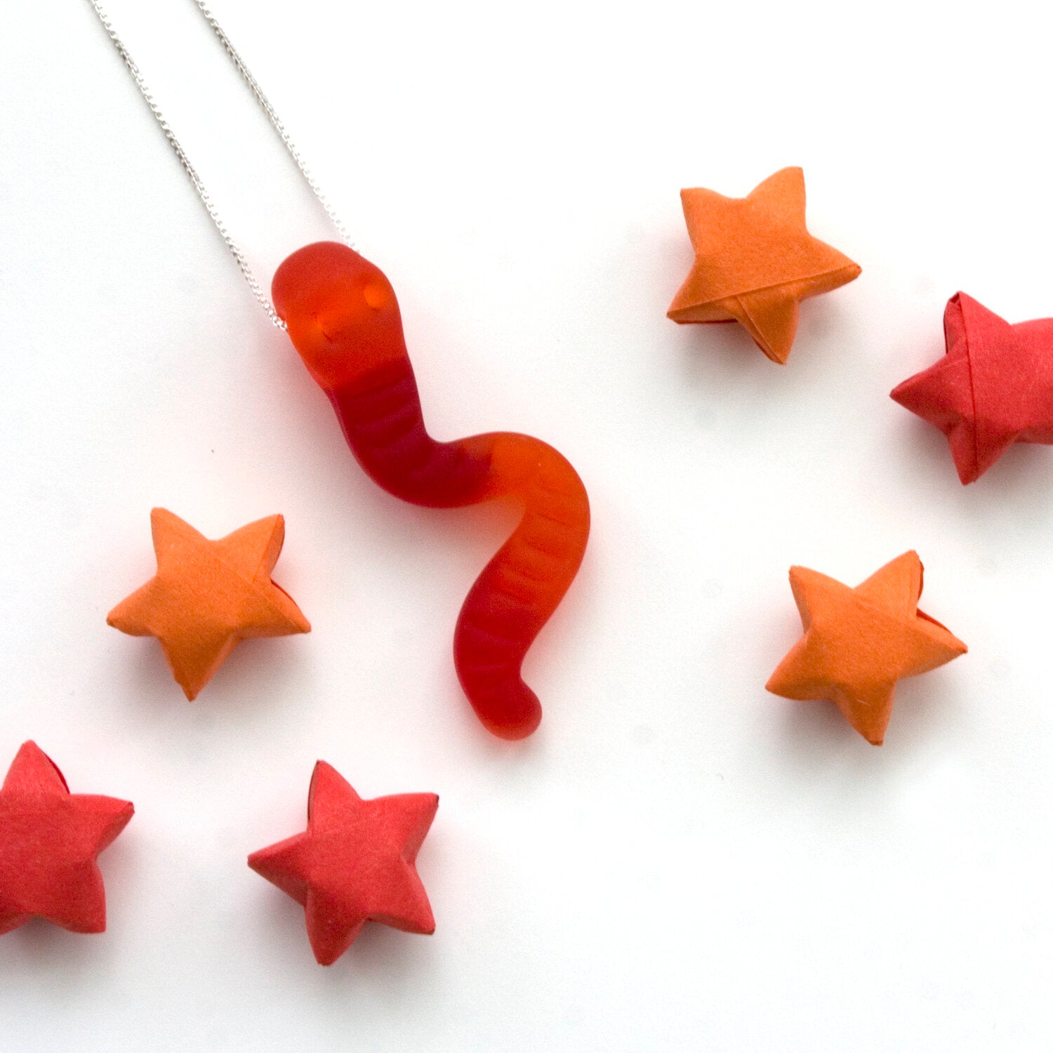 Gummy Worm Candy Necklace | Handmade Glass Jewelry | Gifts