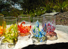 Set of 8 Bright Twisty Cups - Glass Art - Kingston Glass Studio - Blown Glass - Glass Blowing