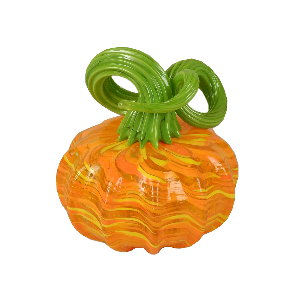 Pumpkins with Green Tops - Glass Art - Kingston Glass Studio - Blown Glass - Glass Blowing
