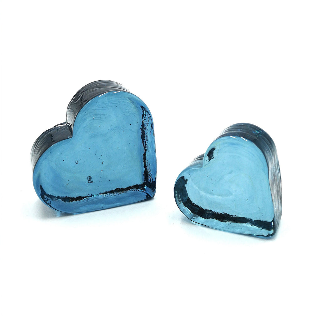 100% Recycled Glass Heart Paperweight - Glass Art - Kingston Glass Studio - Blown Glass - Glass Blowing
