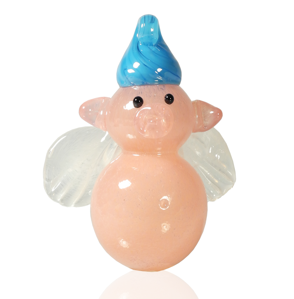 Flying Pig Ornament - Glass Art - Kingston Glass Studio - Blown Glass - Glass Blowing