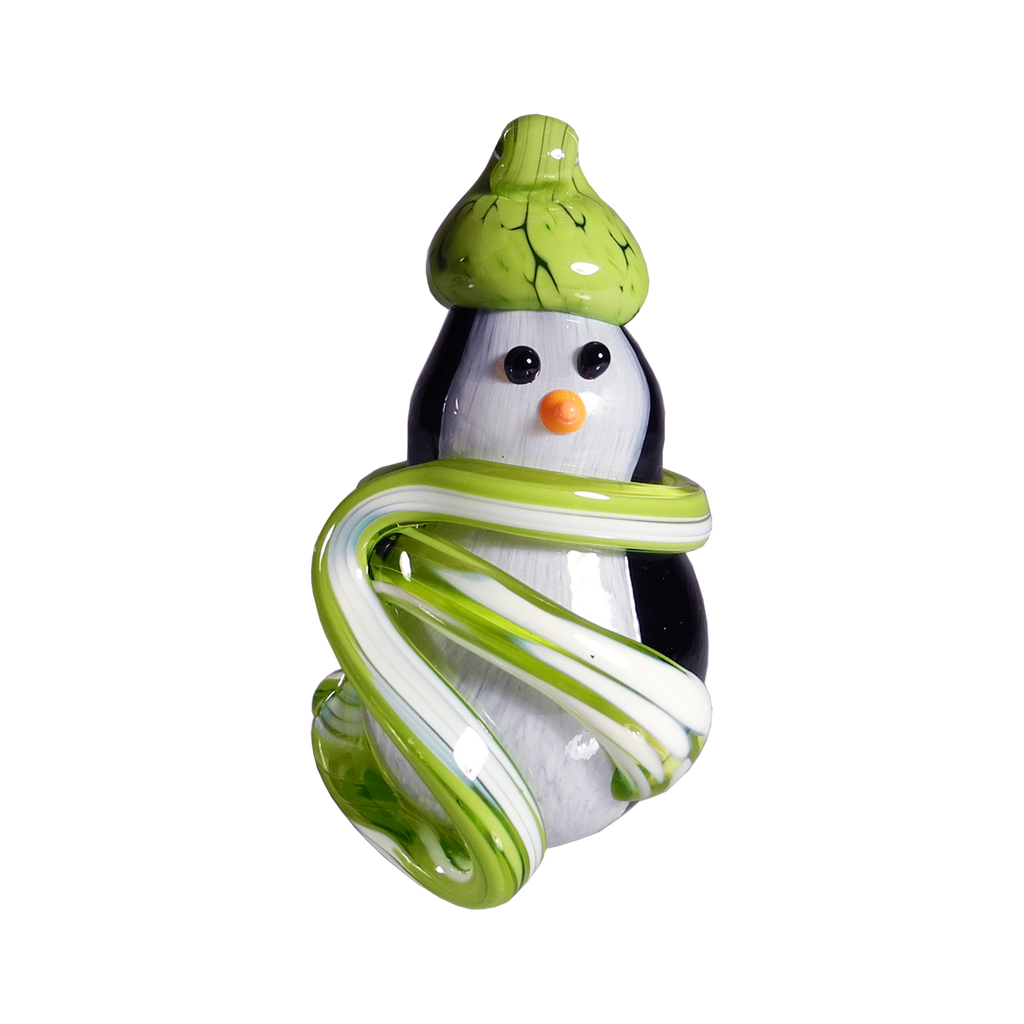 Snow Penguin Ornament - Glass Art - Kingston Glass Studio - Blown Glass - Glass Blowing