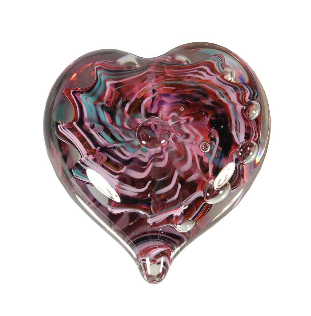 Bubble Heart - Glass Art - Kingston Glass Studio - Blown Glass - Glass Blowing