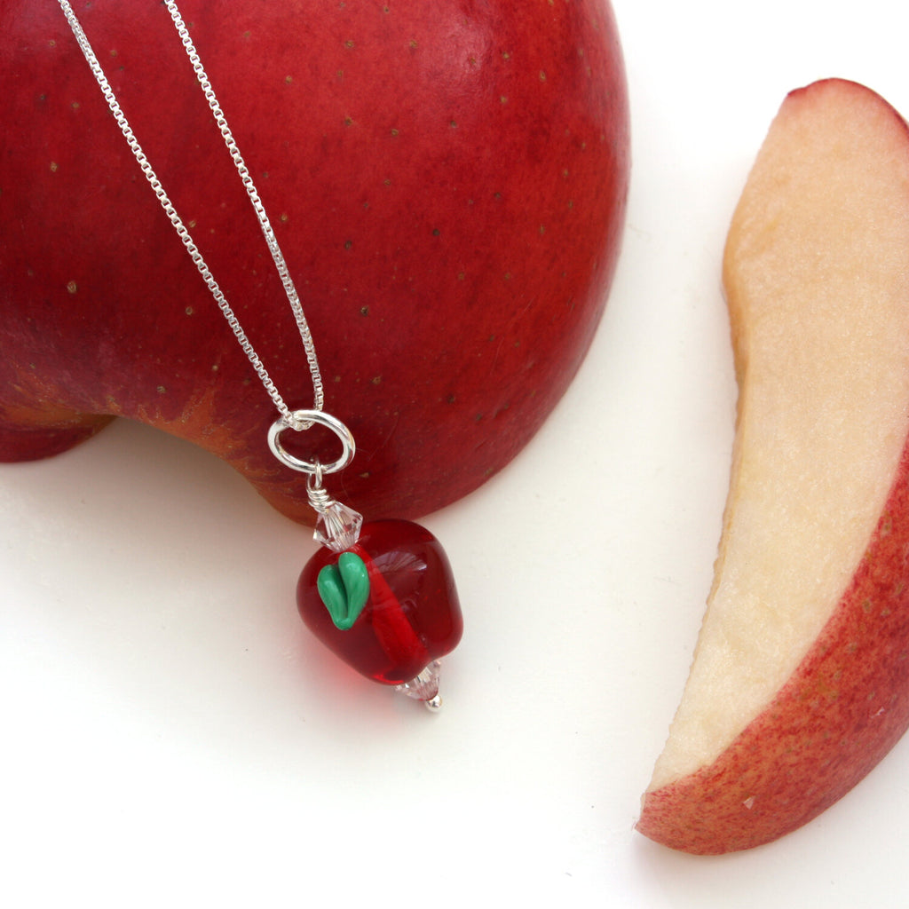 Apple Necklace | Handmade Glass Jewelry | Gift for Teachers