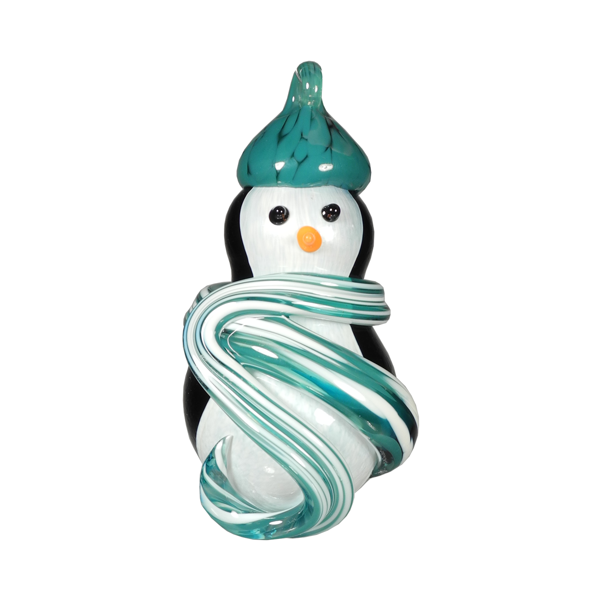 Snow Penguin Ornament - Glass Art - Kingston Glass Studio - Blown Glass - Glass Blowing