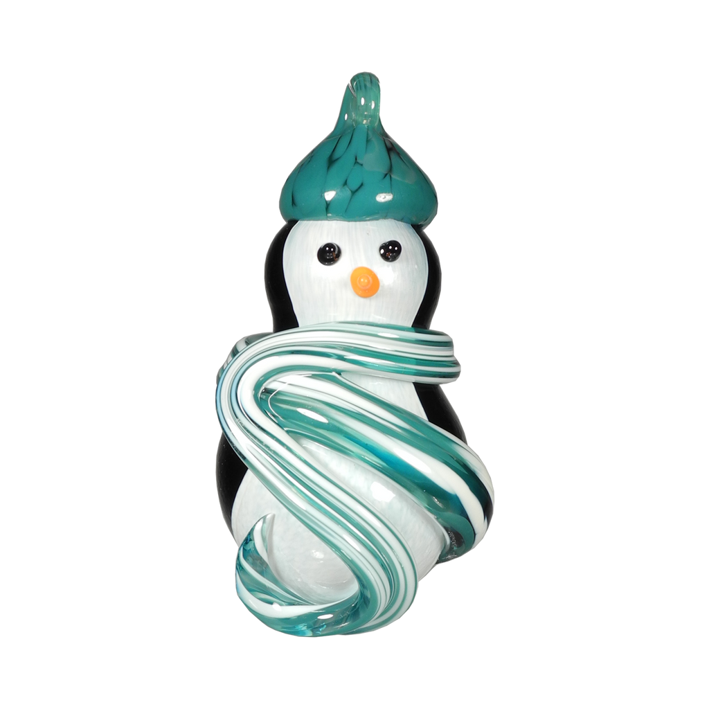 Snow Penguin Ornament - Glass Art - Kingston Glass Studio - Blown Glass - Glass Blowing