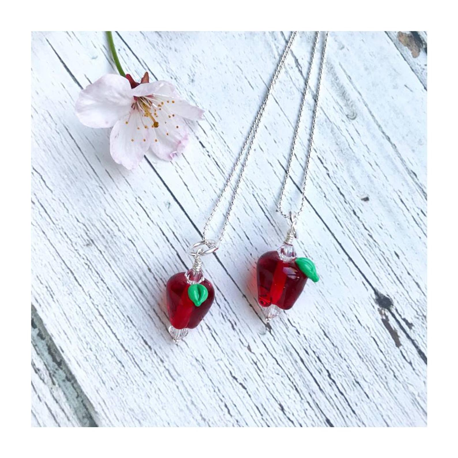 Apple Necklace | Handmade Glass Jewelry | Gift for Teachers