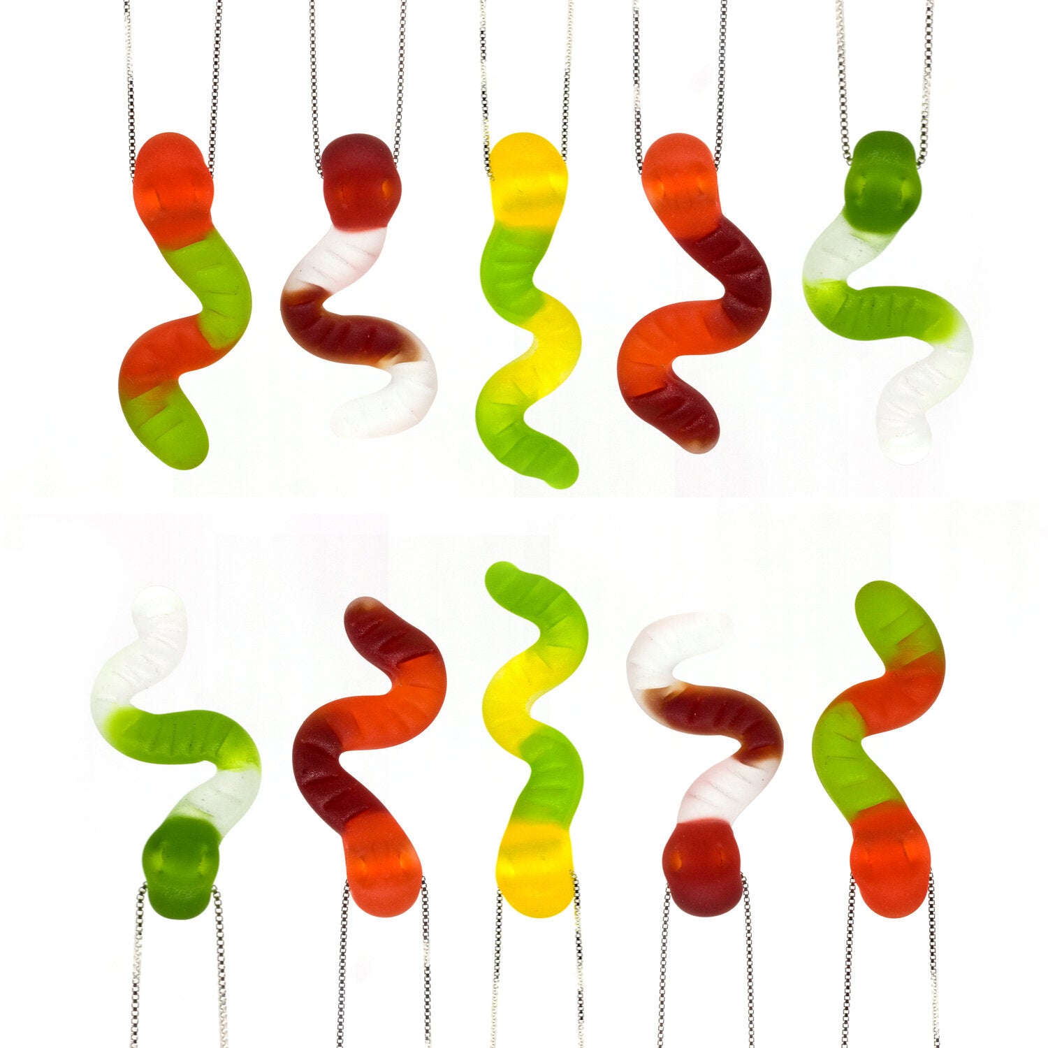 Gummy Worm Candy Necklace | Handmade Glass Jewelry | Gifts